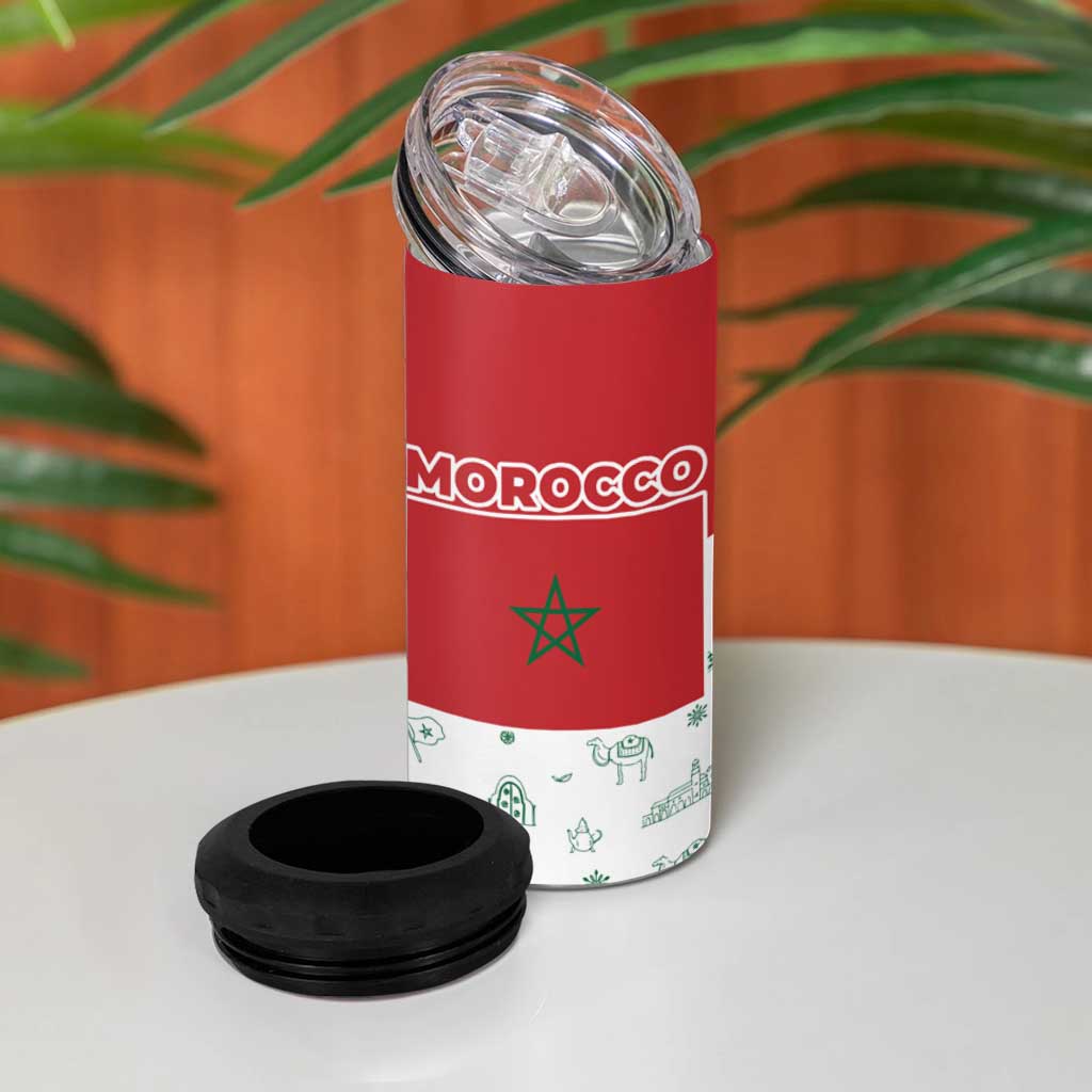 Morocco Christmas 4 in 1 Can Cooler Tumbler Red Horse Santa Hat Arabesque Pattern a - African Pride