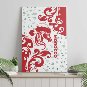 Morocco Christmas Canvas Wall Art Red Horse Santa Hat Arabesque Pattern a - African Pride