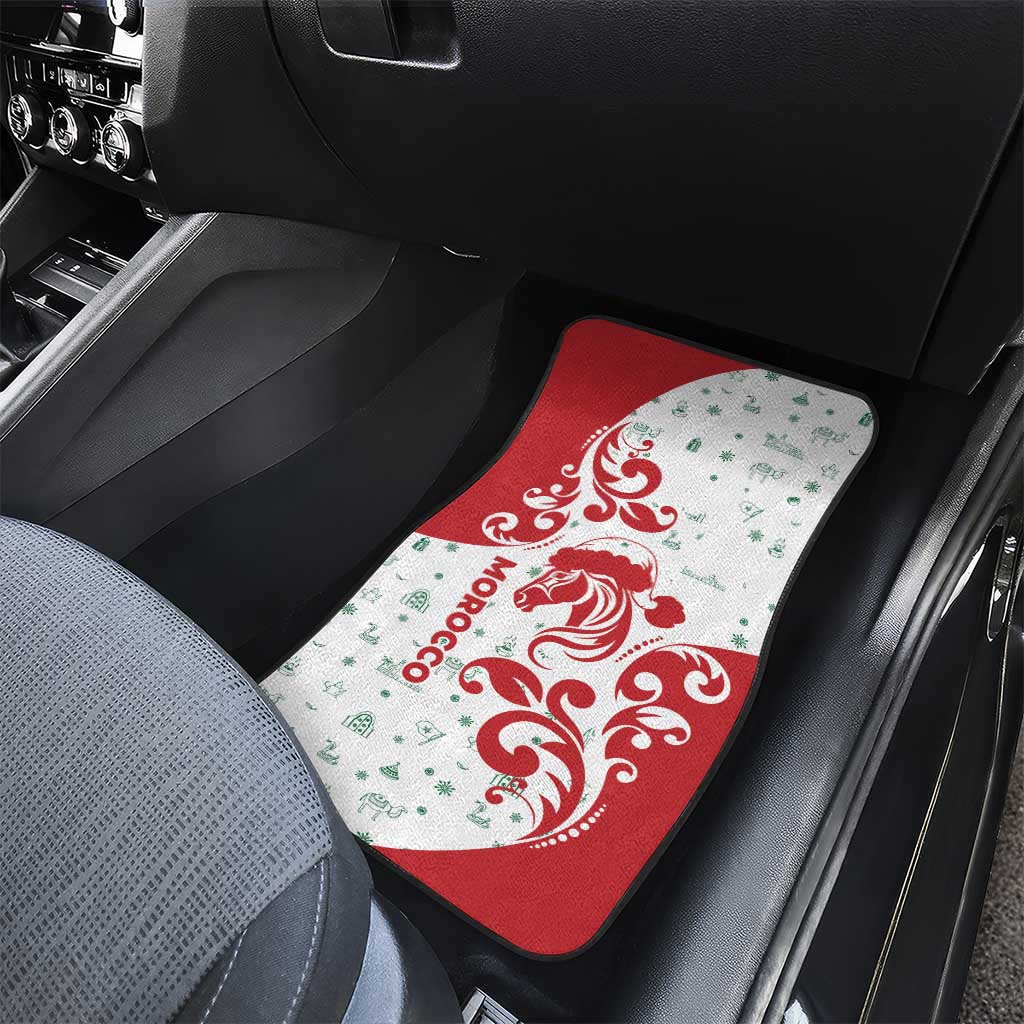 Morocco Christmas Car Mats Red Horse Santa Hat Arabesque Pattern a - African Pride