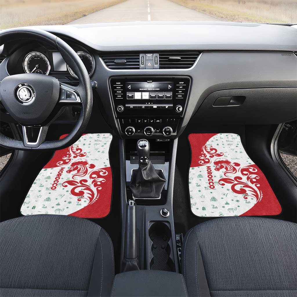 Morocco Christmas Car Mats Red Horse Santa Hat Arabesque Pattern a - African Pride