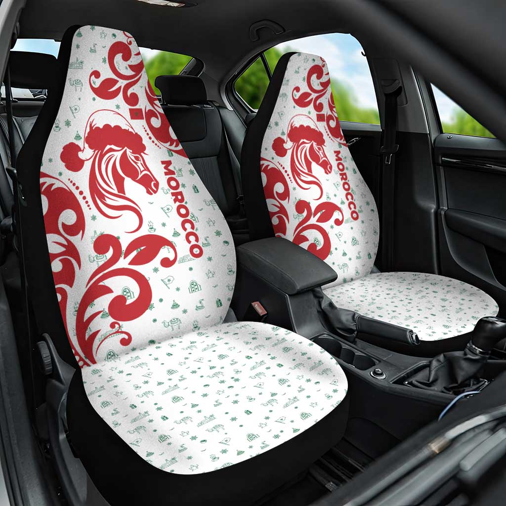 Morocco Christmas Car Seat Cover Red Horse Santa Hat Arabesque Pattern a - African Pride