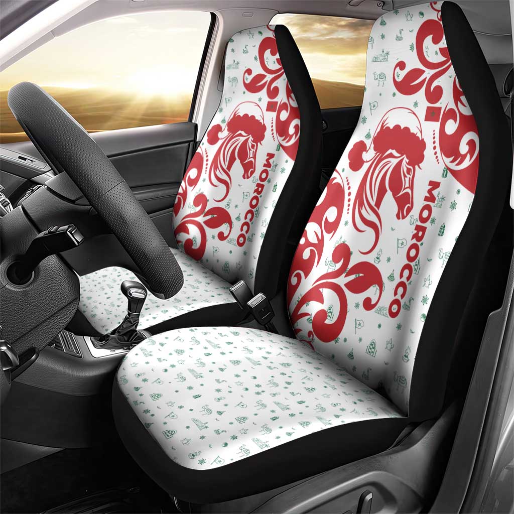Morocco Christmas Car Seat Cover Red Horse Santa Hat Arabesque Pattern a - African Pride