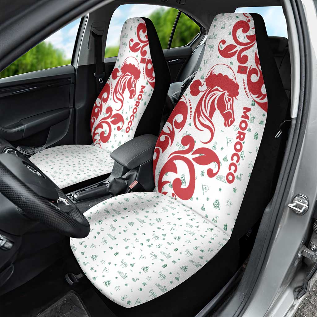 Morocco Christmas Car Seat Cover Red Horse Santa Hat Arabesque Pattern a - African Pride