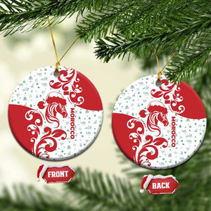 Morocco Christmas Ceramic Ornament Red Horse Santa Hat Arabesque Pattern a - African Pride