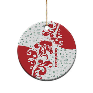 Morocco Christmas Ceramic Ornament Red Horse Santa Hat Arabesque Pattern a - African Pride