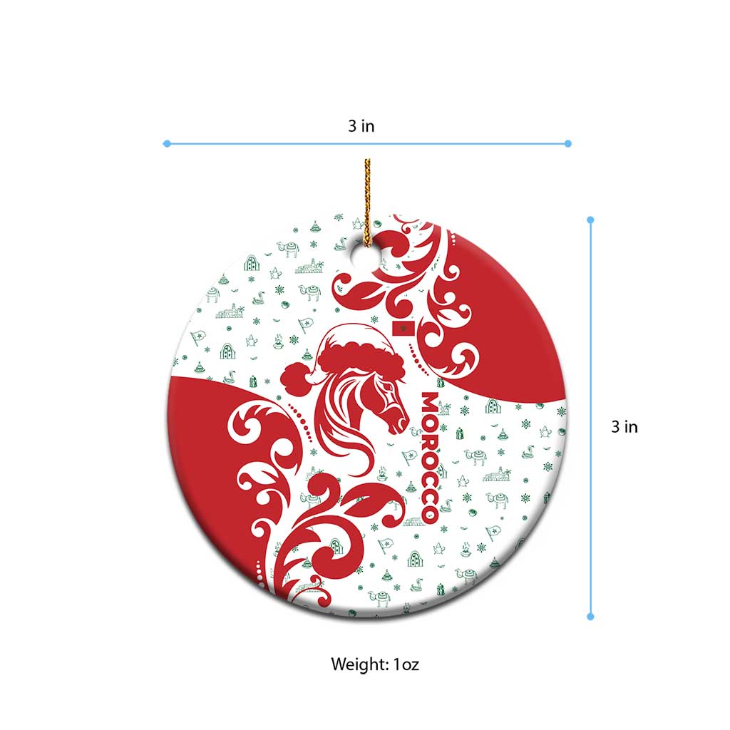 Morocco Christmas Ceramic Ornament Red Horse Santa Hat Arabesque Pattern a - African Pride