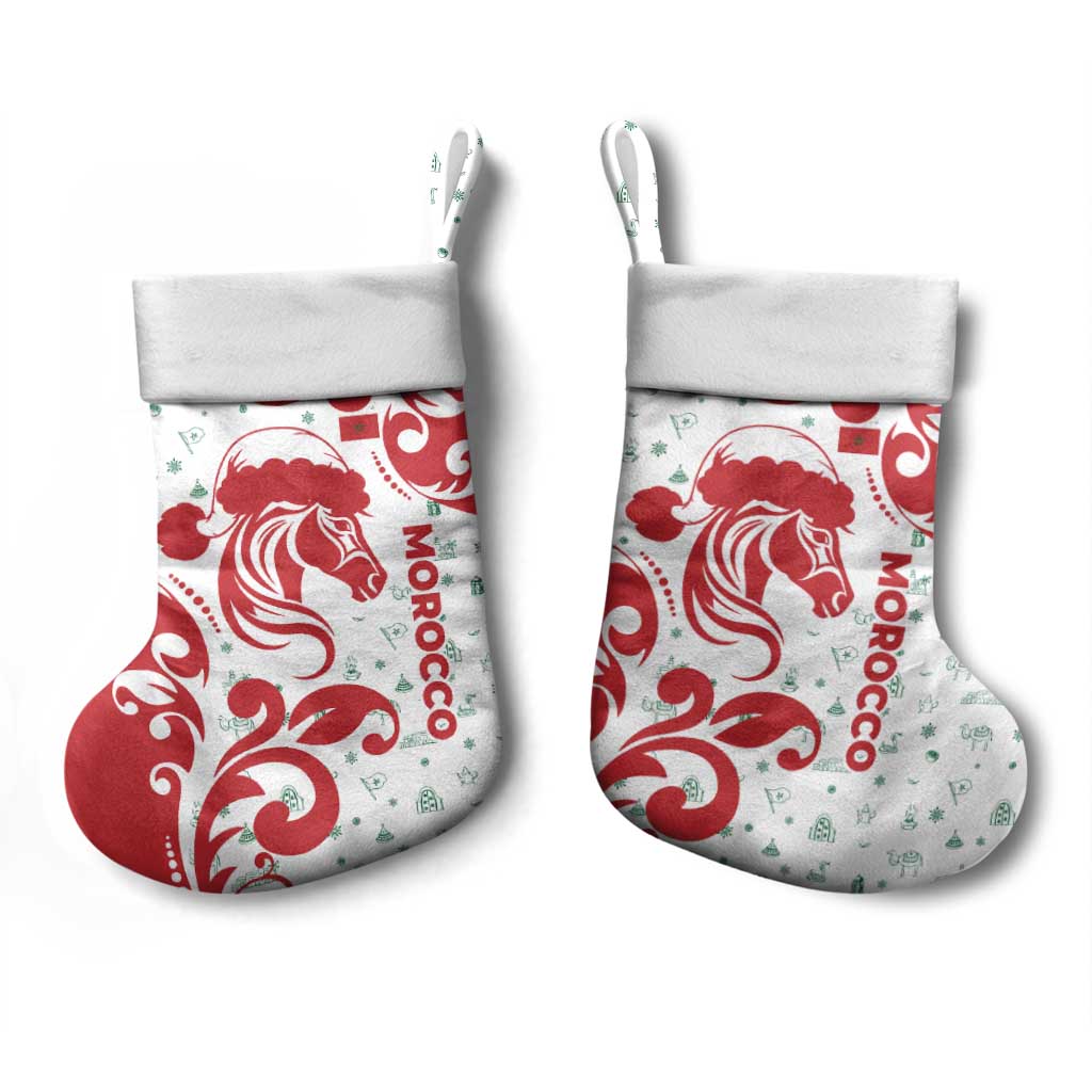 Morocco Christmas Stocking Red Horse Santa Hat Arabesque Pattern a - African Pride