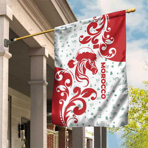 Morocco Christmas Garden Flag Red Horse Santa Hat Arabesque Pattern a - African Pride