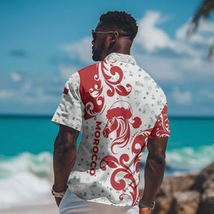 Morocco Christmas Hawaiian Shirt Red Horse Santa Hat Arabesque Pattern a - African Pride