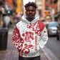 Morocco Christmas Hoodie Red Horse Santa Hat Arabesque Pattern a - African Pride