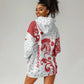 Morocco Christmas Hoodie Dress Red Horse Santa Hat Arabesque Pattern a - African Pride
