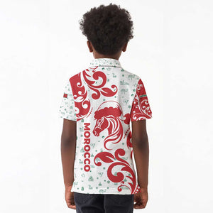 Morocco Christmas Kid Polo Shirt Red Horse Santa Hat Arabesque Pattern a - African Pride