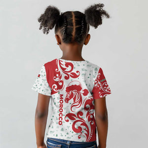 Morocco Christmas Kid T shirt Red Horse Santa Hat Arabesque Pattern a - African Pride