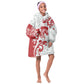 Morocco Christmas Kid Wearable Blanket Hoodie Red Horse Santa Hat Arabesque Pattern a - African Pride