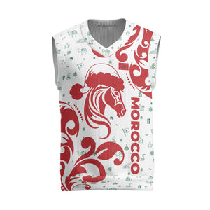 Morocco Christmas Knitted V-Neck Vest Red Horse Santa Hat Arabesque Pattern a - African Pride