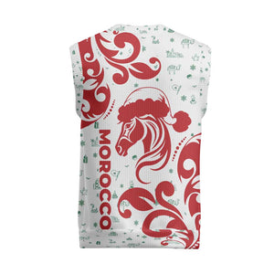 Morocco Christmas Knitted V-Neck Vest Red Horse Santa Hat Arabesque Pattern a - African Pride