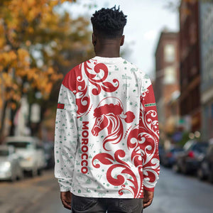 Morocco Christmas Long Sleeve Shirt Red Horse Santa Hat Arabesque Pattern a - African Pride
