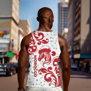 Morocco Christmas Men Tank Top Red Horse Santa Hat Arabesque Pattern a - African Pride