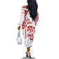 Morocco Christmas Off The Shoulder Long Sleeve Dress Red Horse Santa Hat Arabesque Pattern a - African Pride