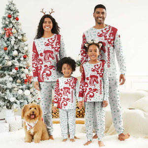 Morocco Christmas Pajama Set Red Horse Santa Hat Arabesque Pattern a - African Pride