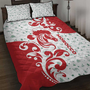 Morocco Christmas Quilt Bed Set Red Horse Santa Hat Arabesque Pattern a - African Pride