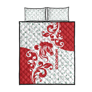 Morocco Christmas Quilt Bed Set Red Horse Santa Hat Arabesque Pattern a - African Pride
