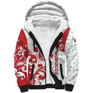 Morocco Christmas Sherpa Hoodie Red Horse Santa Hat Arabesque Pattern a - African Pride