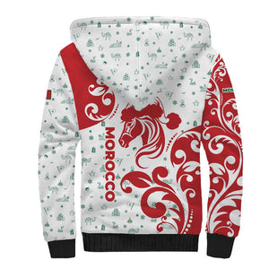 Morocco Christmas Sherpa Hoodie Red Horse Santa Hat Arabesque Pattern a - African Pride