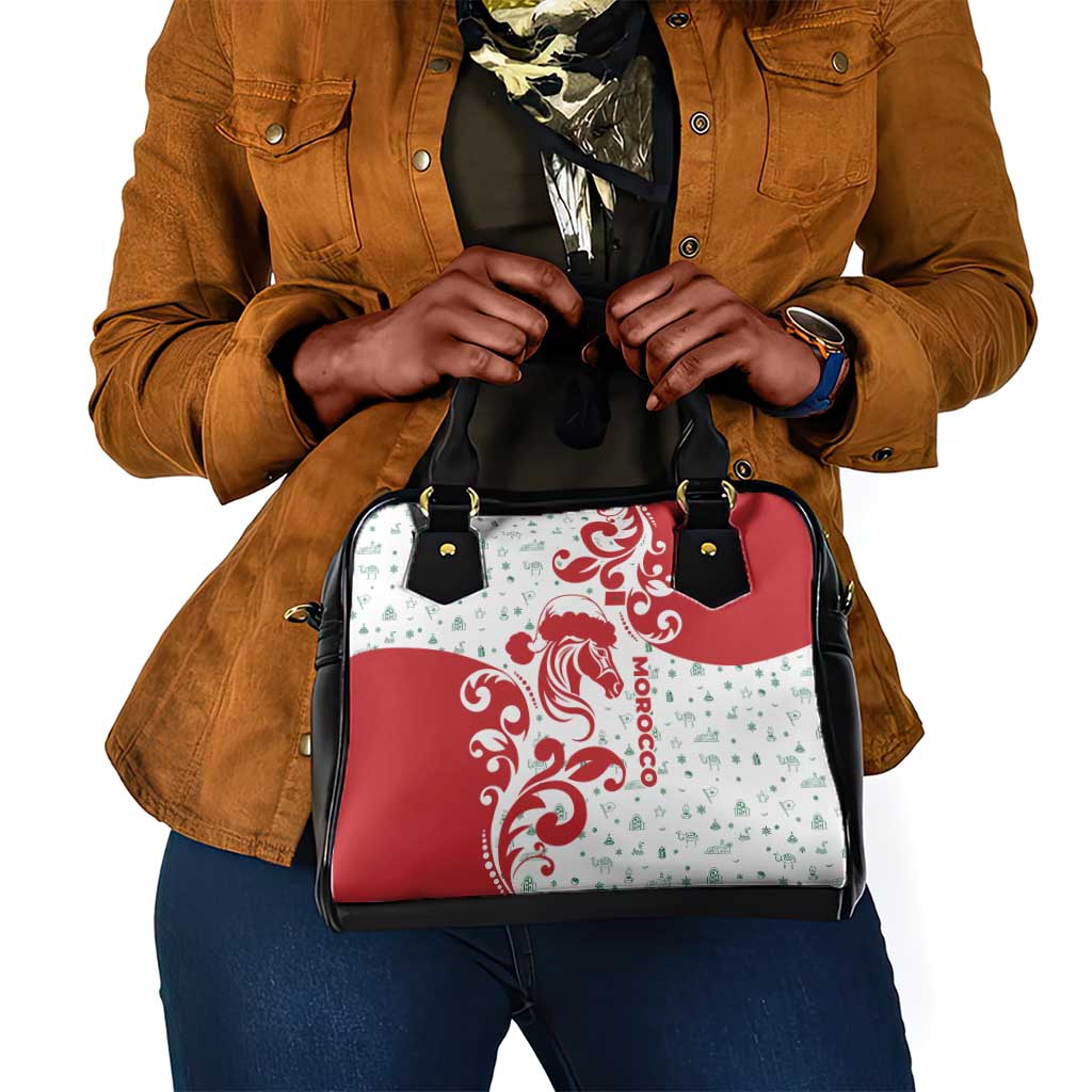 Morocco Christmas Shoulder Handbag Red Horse Santa Hat Arabesque Pattern a - African Pride