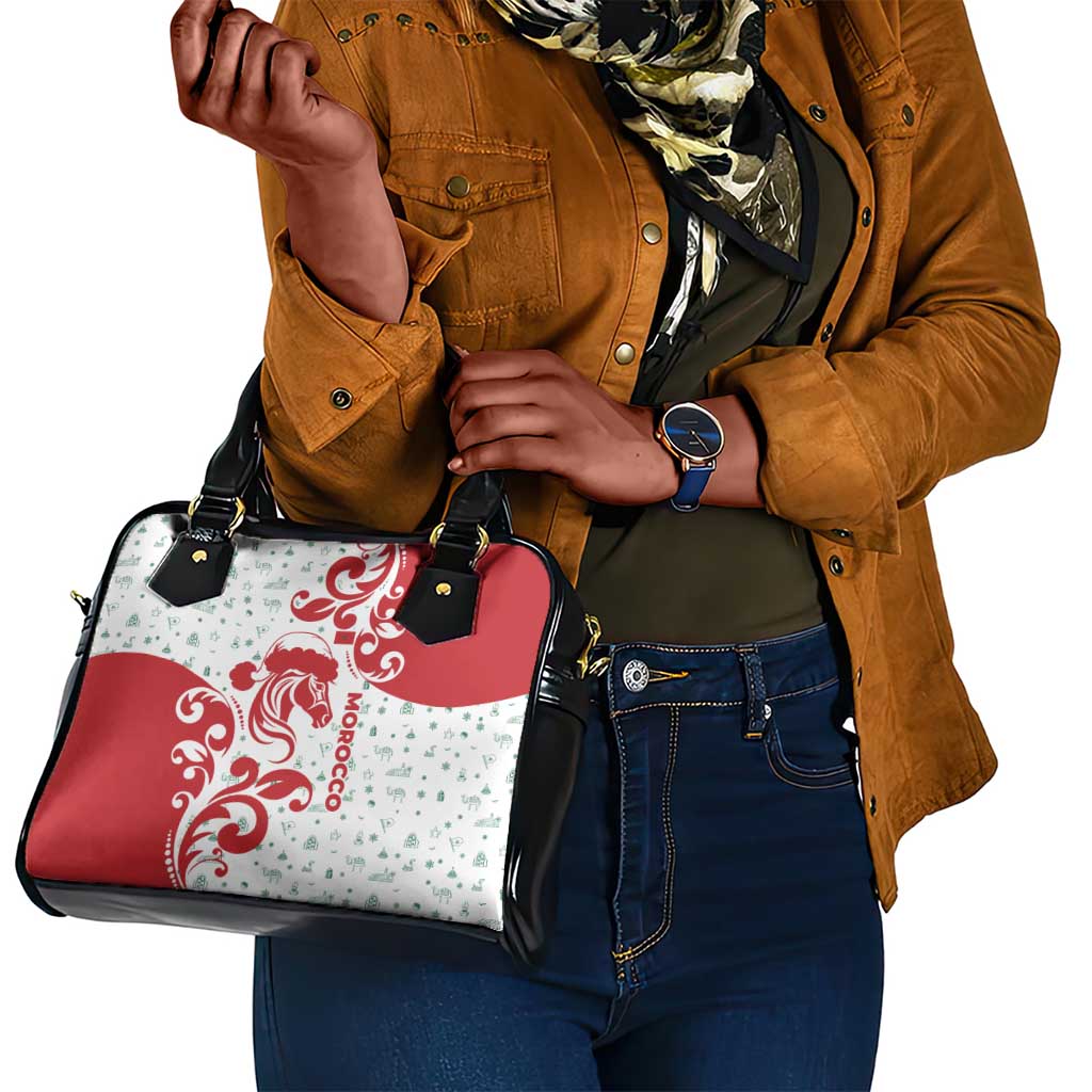 Morocco Christmas Shoulder Handbag Red Horse Santa Hat Arabesque Pattern a - African Pride