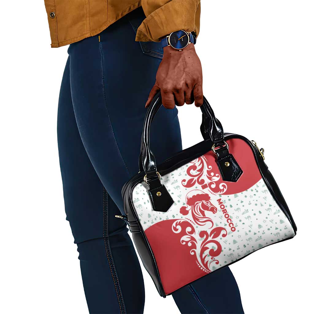 Morocco Christmas Shoulder Handbag Red Horse Santa Hat Arabesque Pattern a - African Pride