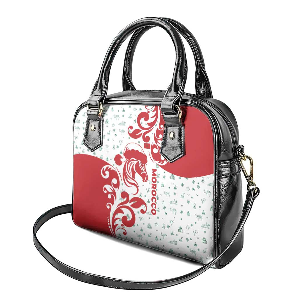 Morocco Christmas Shoulder Handbag Red Horse Santa Hat Arabesque Pattern a - African Pride