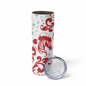 Morocco Christmas Skinny Tumbler Red Horse Santa Hat Arabesque Pattern a - African Pride