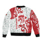 Morocco Christmas Sleeve Zip Bomber Jacket Red Horse Santa Hat Arabesque Pattern a - African Pride