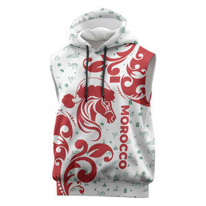 Morocco Christmas Sleeveless Hoodie Red Horse Santa Hat Arabesque Pattern a - African Pride