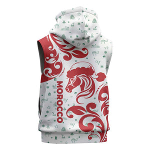 Morocco Christmas Sleeveless Hoodie Red Horse Santa Hat Arabesque Pattern a - African Pride