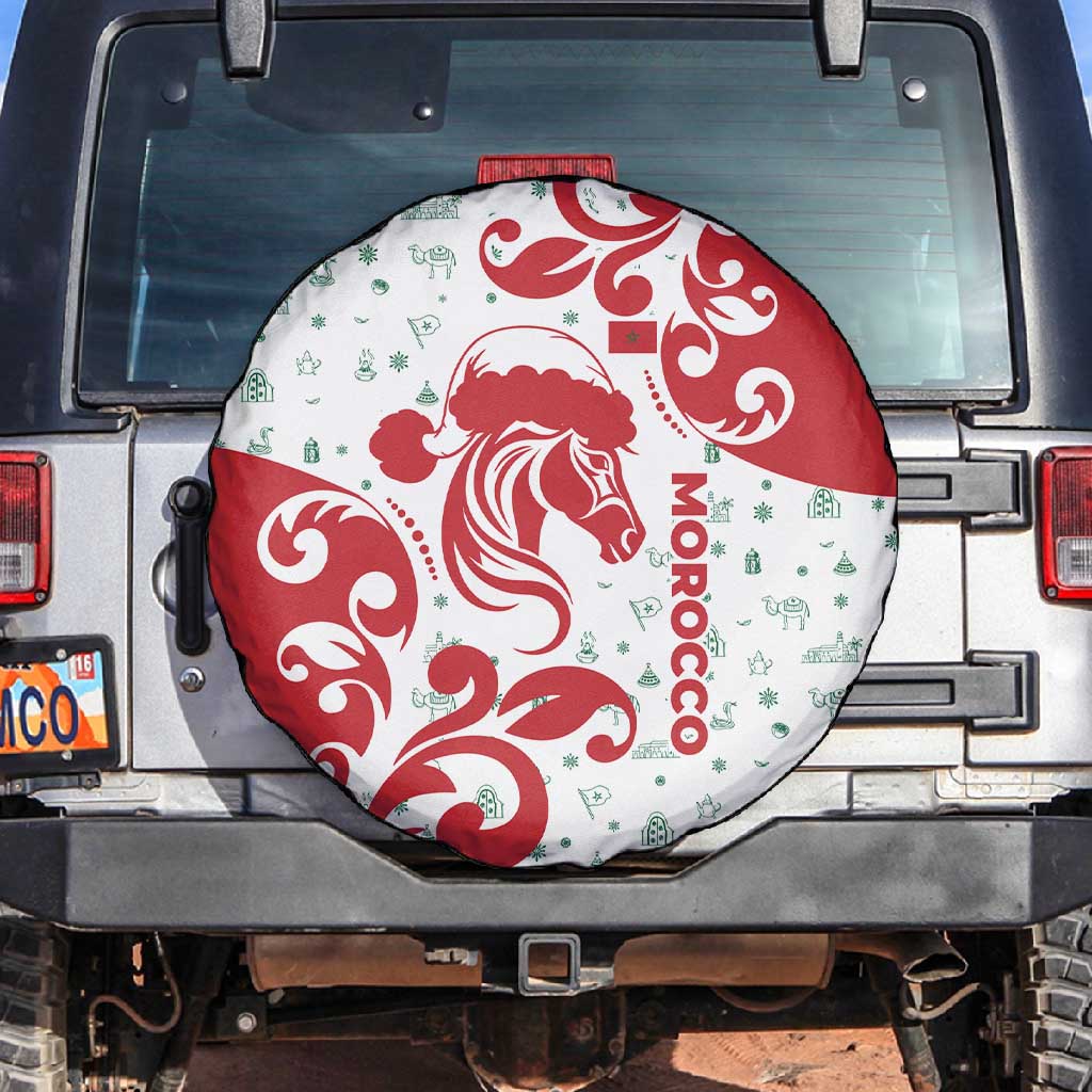 Morocco Christmas Spare Tire Cover Red Horse Santa Hat Arabesque Pattern a - African Pride