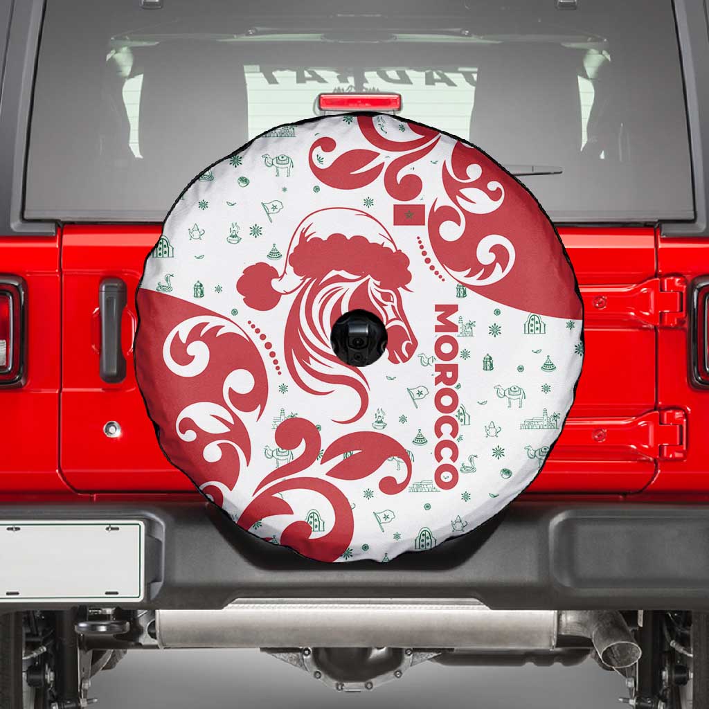 Morocco Christmas Spare Tire Cover Red Horse Santa Hat Arabesque Pattern a - African Pride