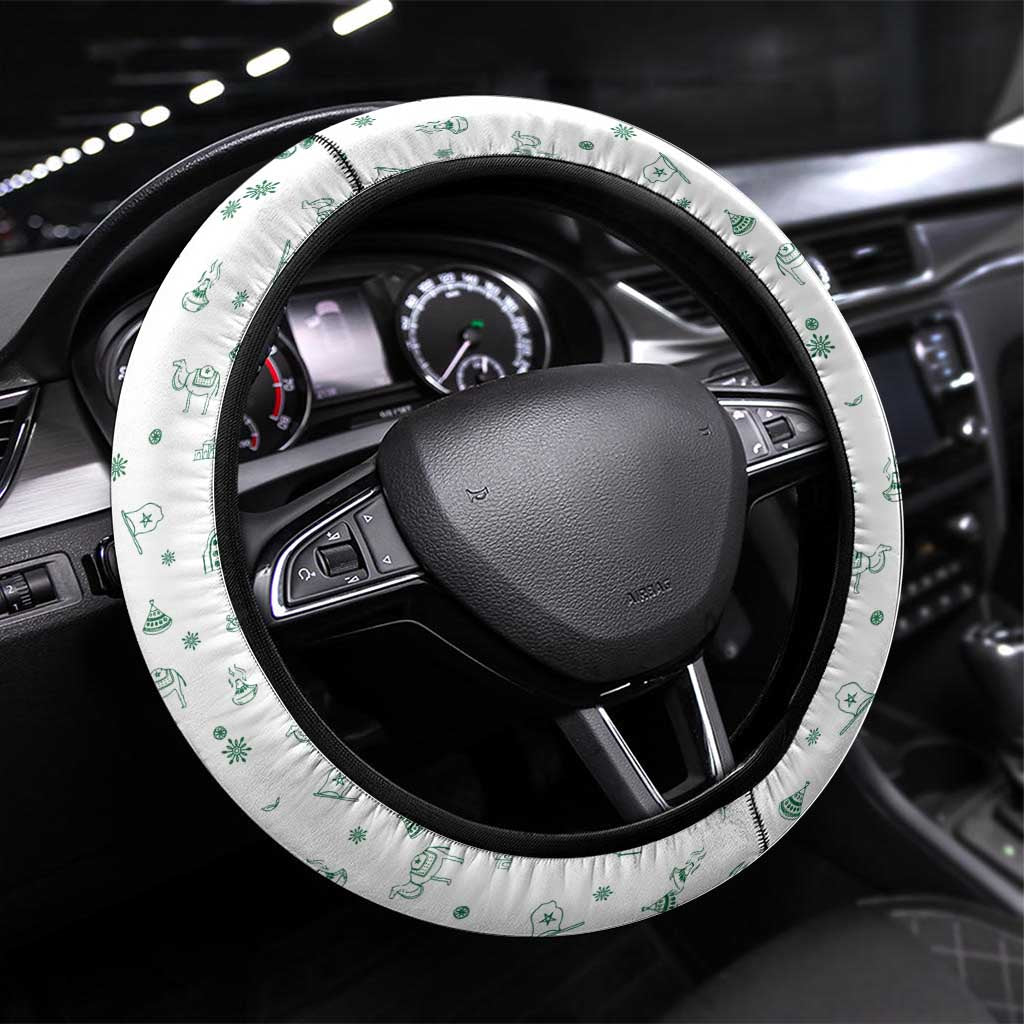 Morocco Christmas Steering Wheel Cover Red Horse Santa Hat Arabesque Pattern a - African Pride