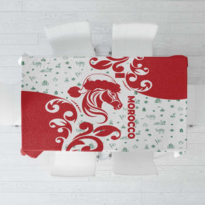 Morocco Christmas Tablecloth Red Horse Santa Hat Arabesque Pattern a - African Pride