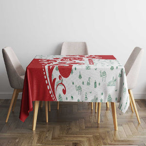 Morocco Christmas Tablecloth Red Horse Santa Hat Arabesque Pattern a - African Pride