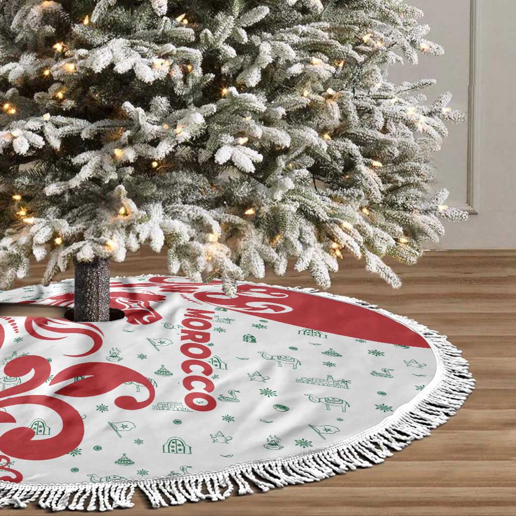 Morocco Christmas Tree Skirt Red Horse Santa Hat Arabesque Pattern a - African Pride