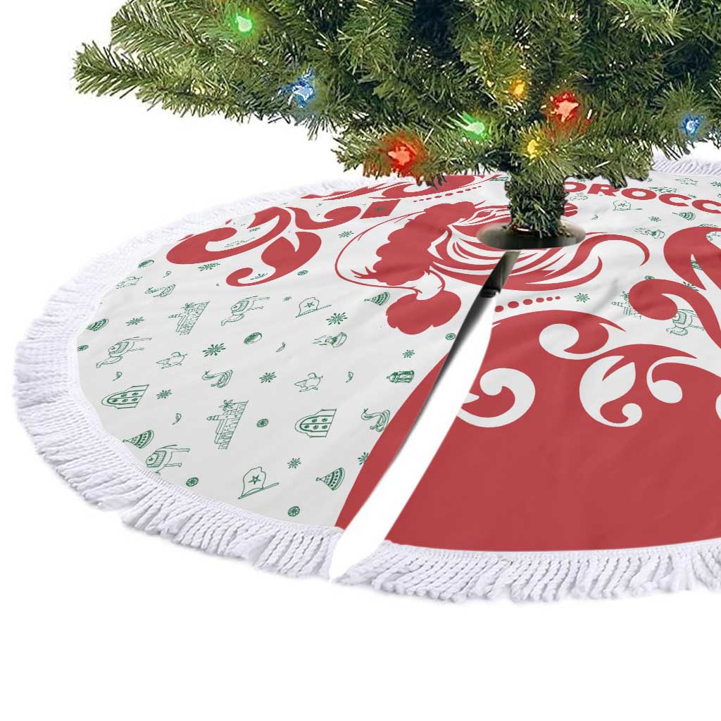 Morocco Christmas Tree Skirt Red Horse Santa Hat Arabesque Pattern a - African Pride