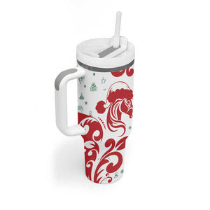 Morocco Christmas Tumbler With Handle Red Horse Santa Hat Arabesque Pattern a - African Pride