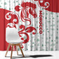 Morocco Christmas Window Curtain Red Horse Santa Hat Arabesque Pattern a - African Pride