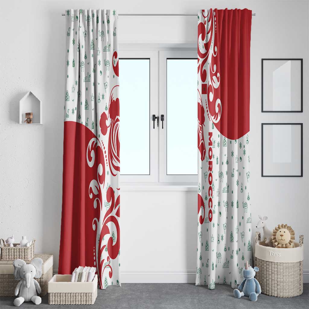 Morocco Christmas Window Curtain Red Horse Santa Hat Arabesque Pattern a - African Pride