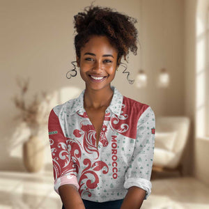 Morocco Christmas Women Casual Shirt Red Horse Santa Hat Arabesque Pattern a - African Pride