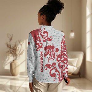 Morocco Christmas Women Casual Shirt Red Horse Santa Hat Arabesque Pattern a - African Pride