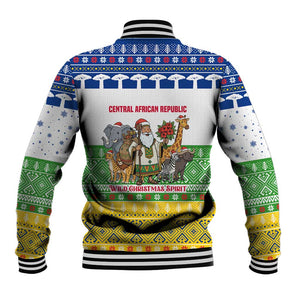 Central African Republic Christmas Baseball Jacket Santa and Safari Animals Baobab Trees Snowflakes - African Pride