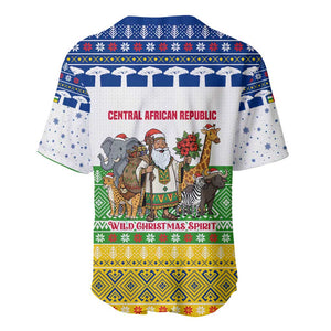 Central African Republic Christmas Baseball Jersey Santa and Safari Animals Baobab Trees Snowflakes - African Pride